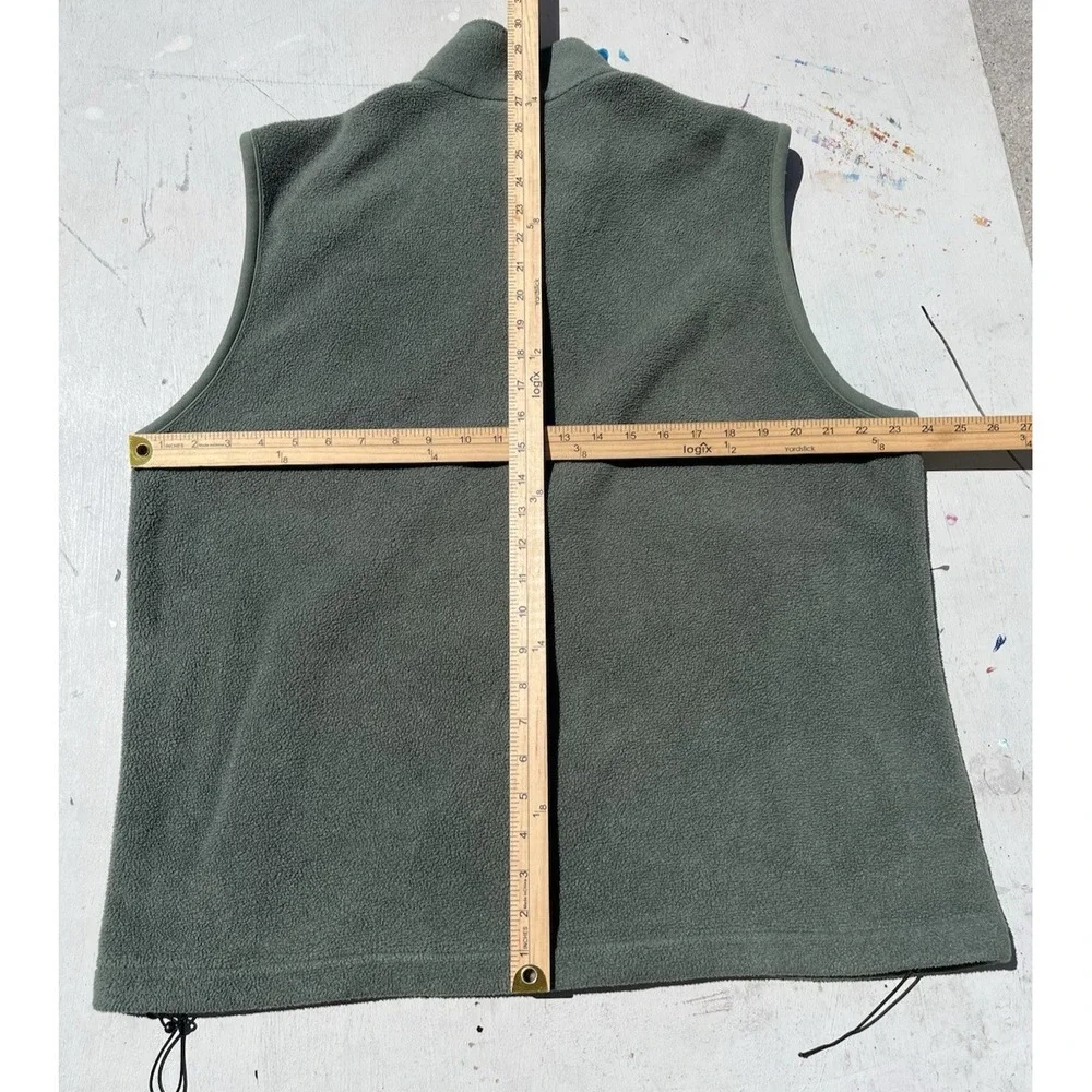Men's Lands' End Vest Green Full-Zip L Sleeveless Logo Outdoors Camp Hike Game - Picture 7 of 9